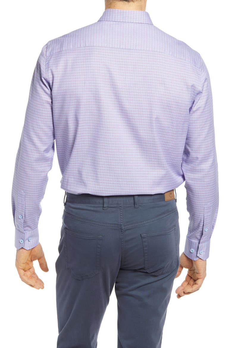 Geometric Button-Up Shirt, Alternate, color, PURPLE/ BLUE