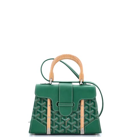 Structured Saigon Top Handle Bag Coated Canvas with Leather Mini