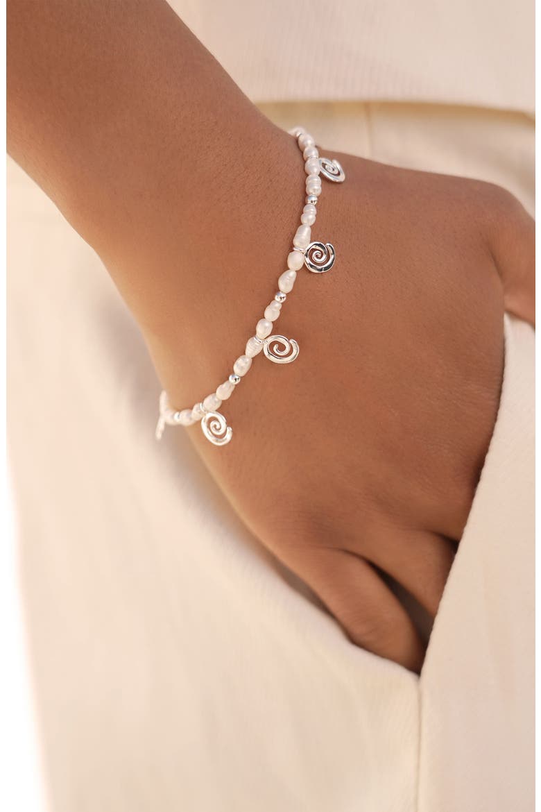 Aura Swirl Pendant Freshwater Pearl Bracelet, Alternate, color, SILVER