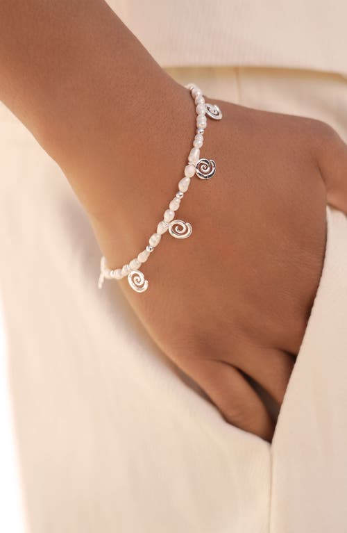 Ettika Aura Cultured Freshwater Pearl Swirl Charm Bracelet In Silver