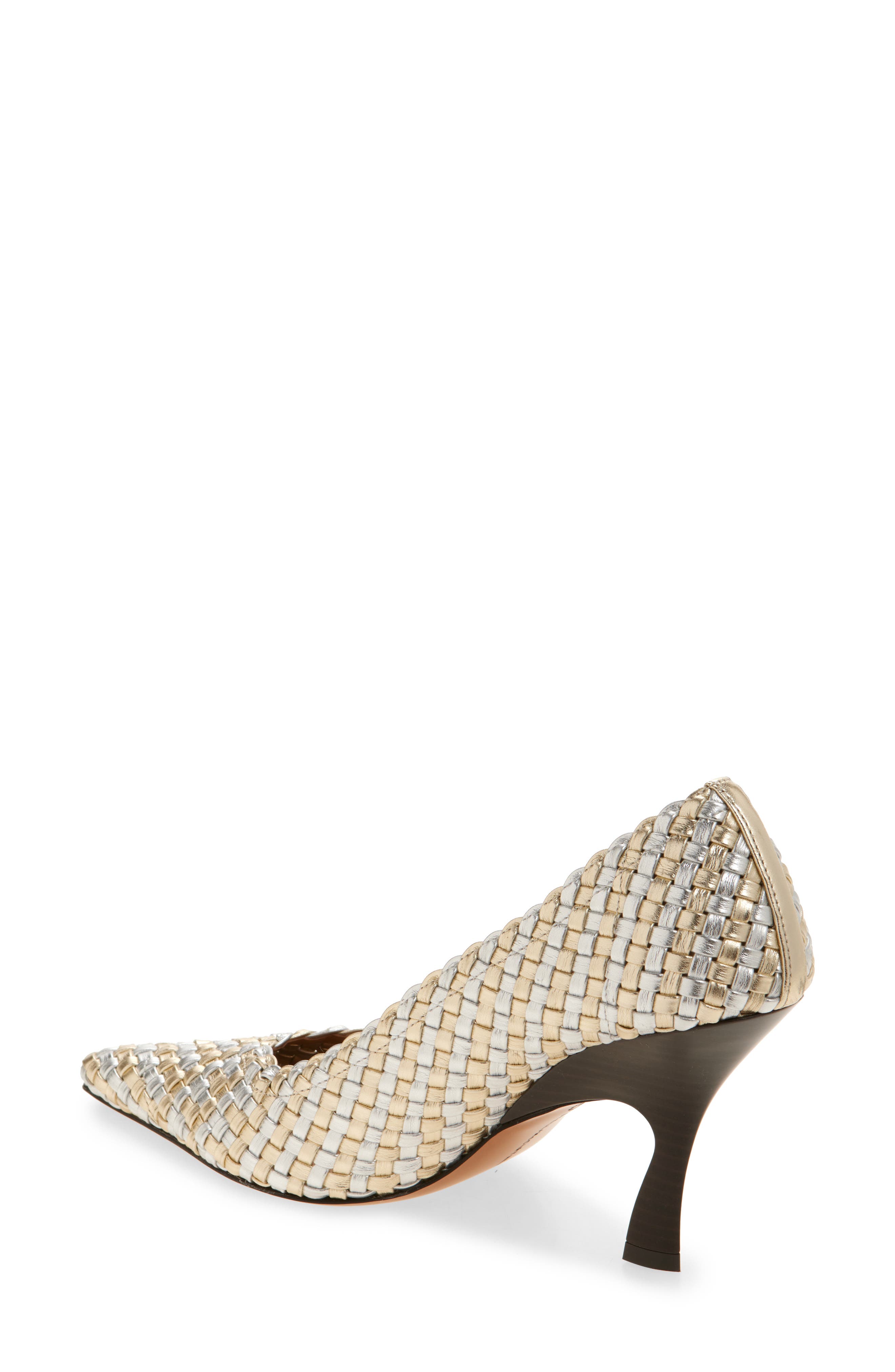 Stella McCartney Elsa Woven Pointed Toe Pump, Alternate, color, Silver/ Gold