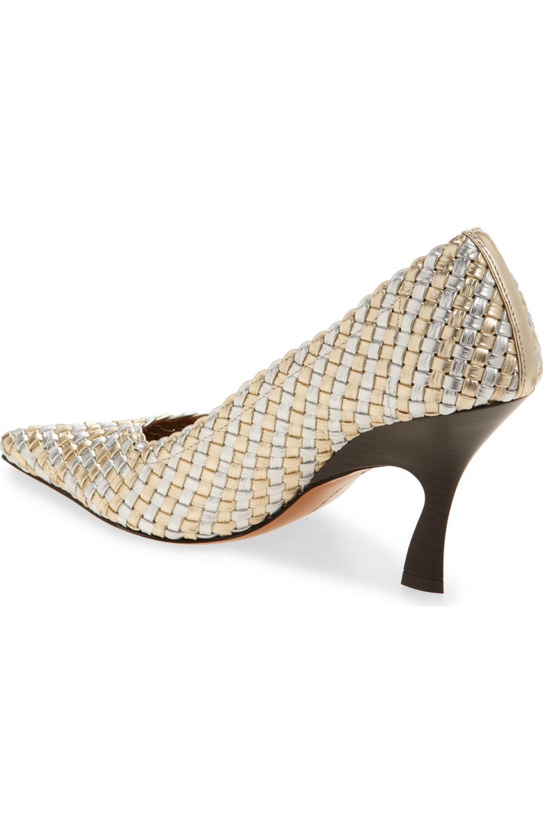 Stella McCartney Elsa Woven Pointed Toe Pump, Alternate, color, Silver/ Gold