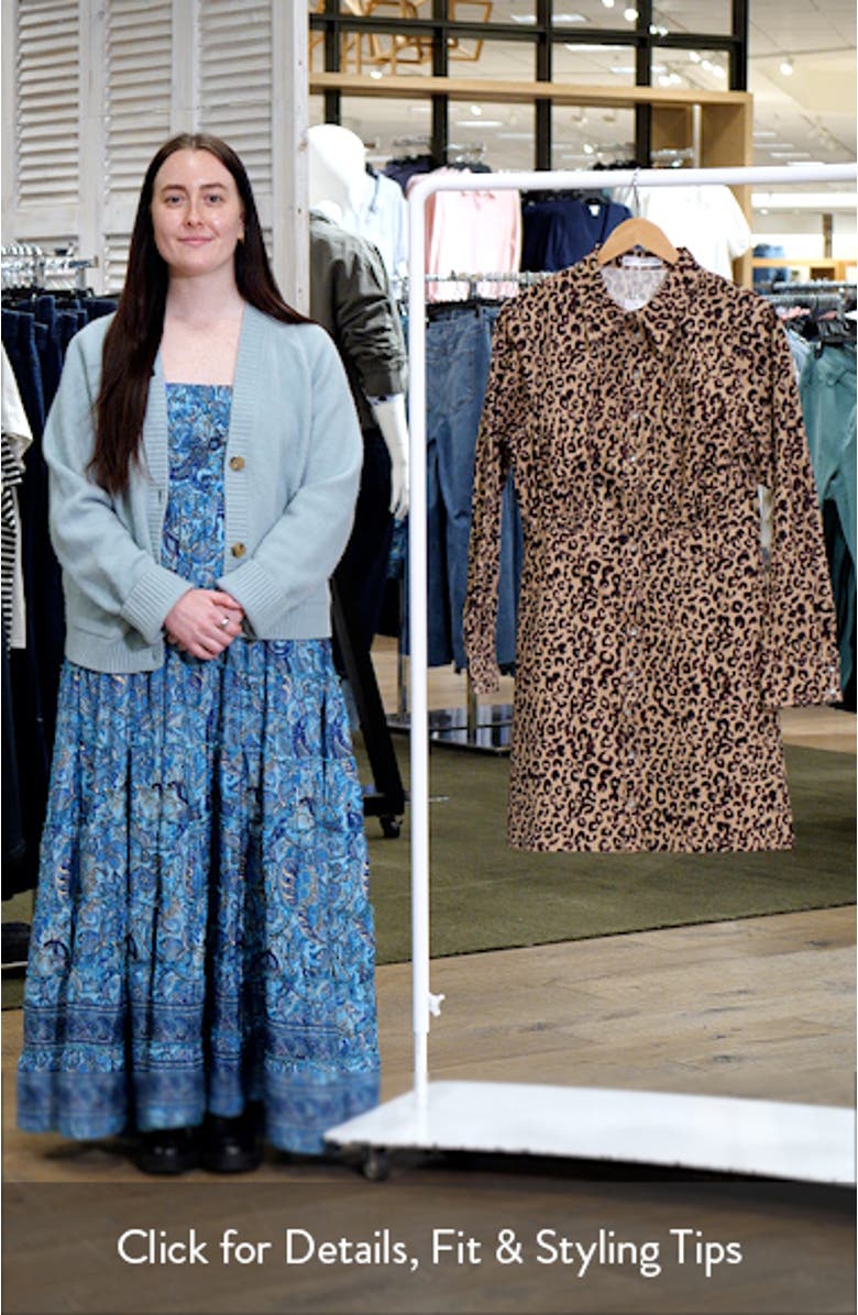 Leopard Print Long Sleeve Shirtdress, sales video thumbnail