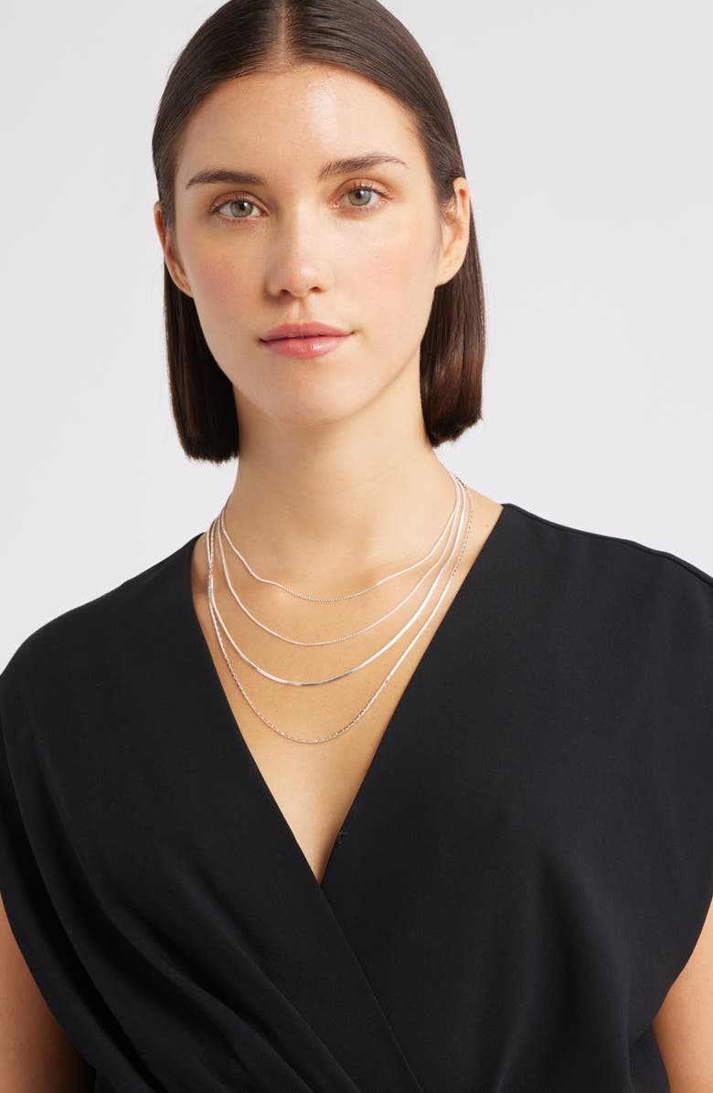 Nordstrom Demi Fine Layered Chain Necklace, Alternate, color, Sterling Silver Plated