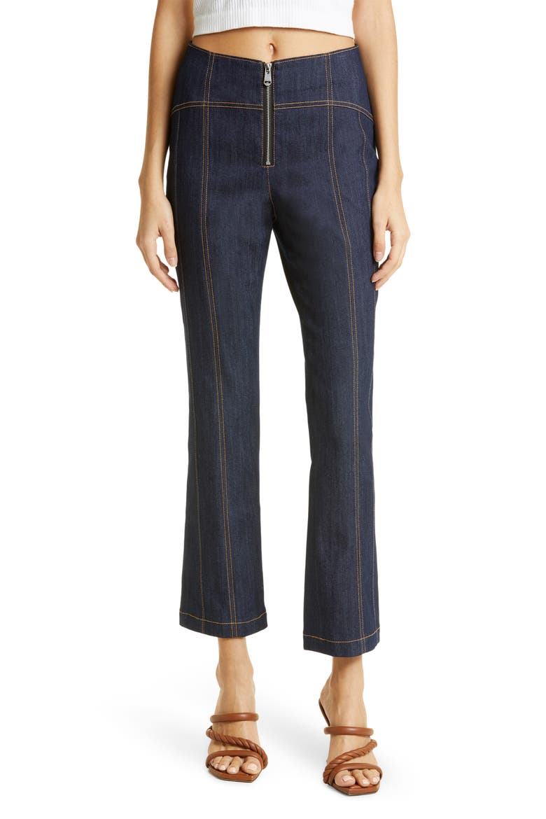 Loren Flare Leg Crop Denim Pants, Main, color, INDIGO
