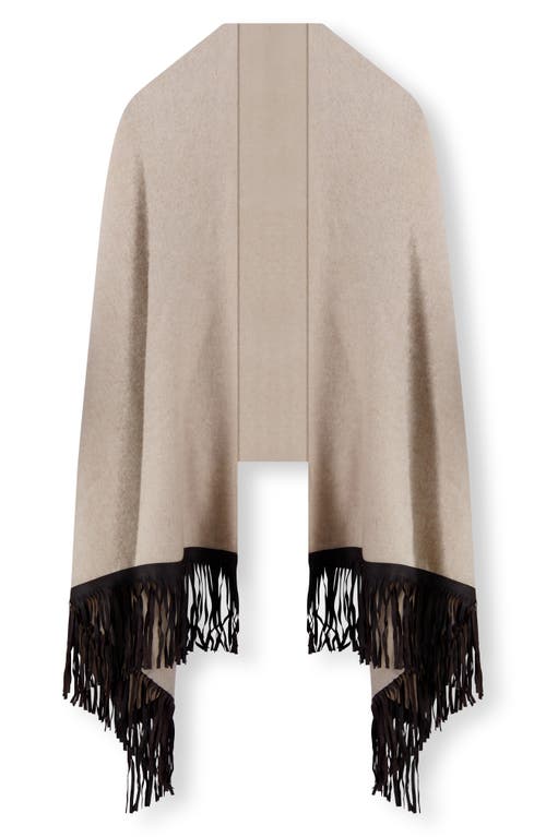 Sofia Cashmere Leather Fringe Cashmere Wrap In Neutral