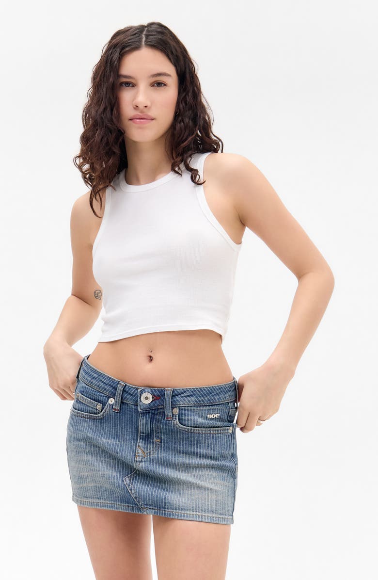 Striped Denim Miniskirt