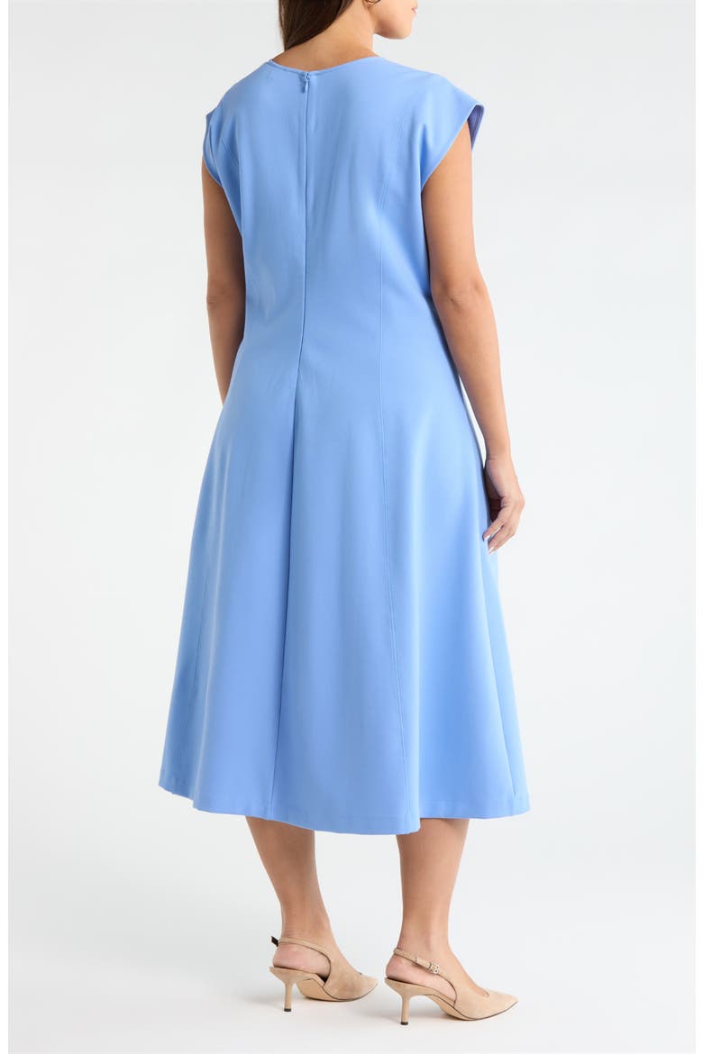 Dart Detail Ponte Midi Dress, Alternate, color, BLUE CORNFLOWER