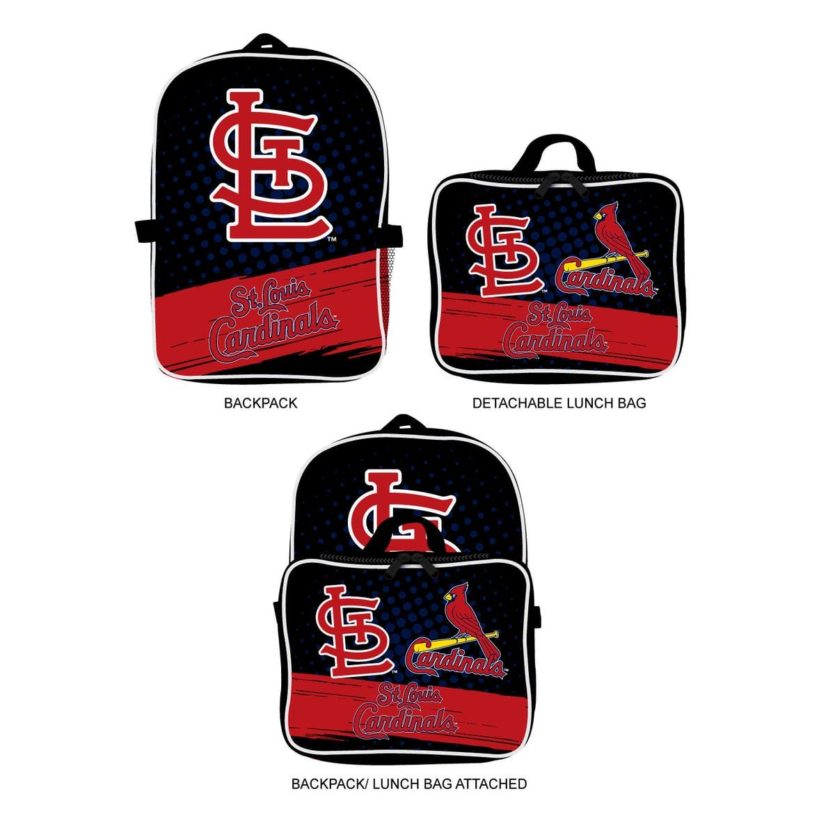 St. Louis Cardinals Backpack & Lunch Box 2-Piece Set, Main, color, Black