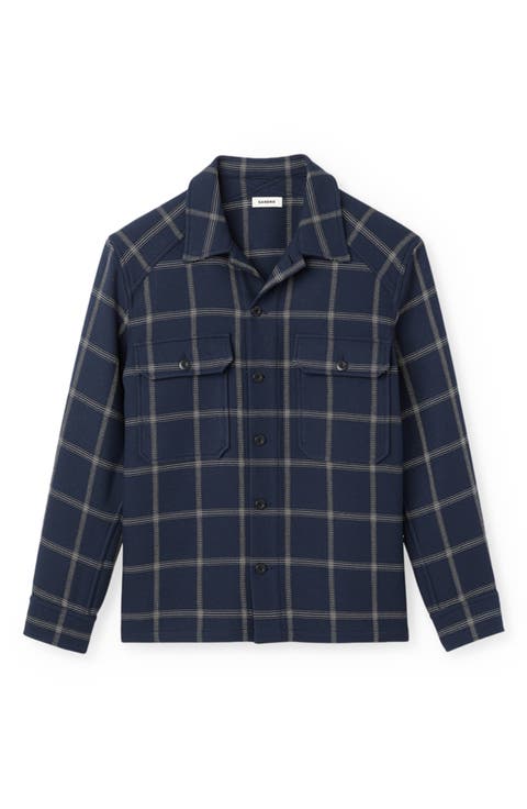 Plaid Cotton & Wool Flannel Button-Up Overshirt