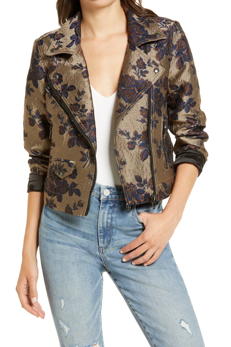 Floral Brocade Moto Jacket, Main, color, HOLLYWOOD STARDUST