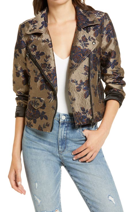 Floral Brocade Moto Jacket