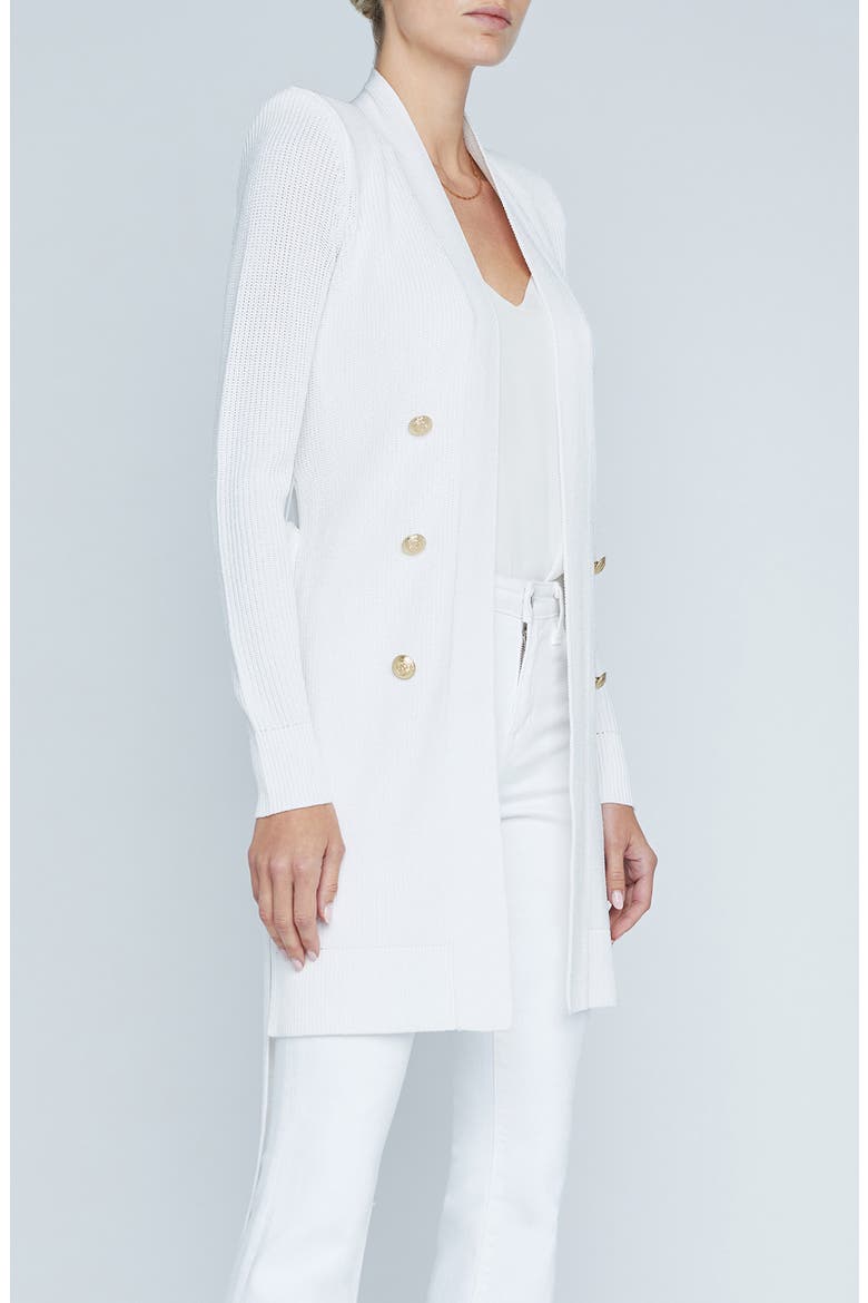 Noe Metallic Double Breasted Rib Cardigan, Alternate, color, WHITE