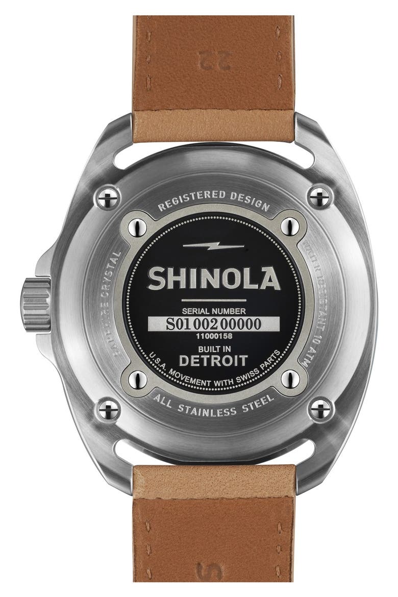 'Rambler' Dual Time Leather Strap Watch, 44mm, Alternate, color, ROYAL BLUE/ NATURAL