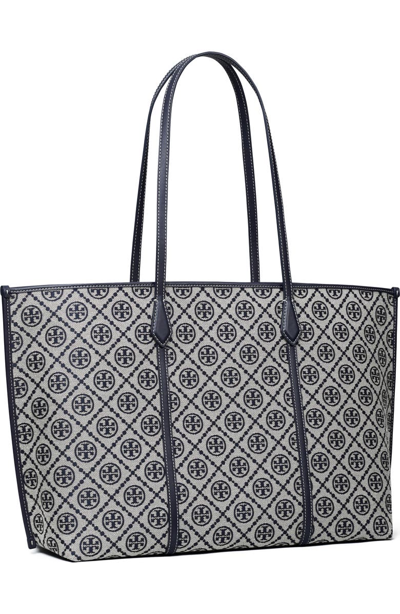 Tory Burch Perry T Monogram Jacquard Triple Compartment Tote, Alternate, color, Tory Navy