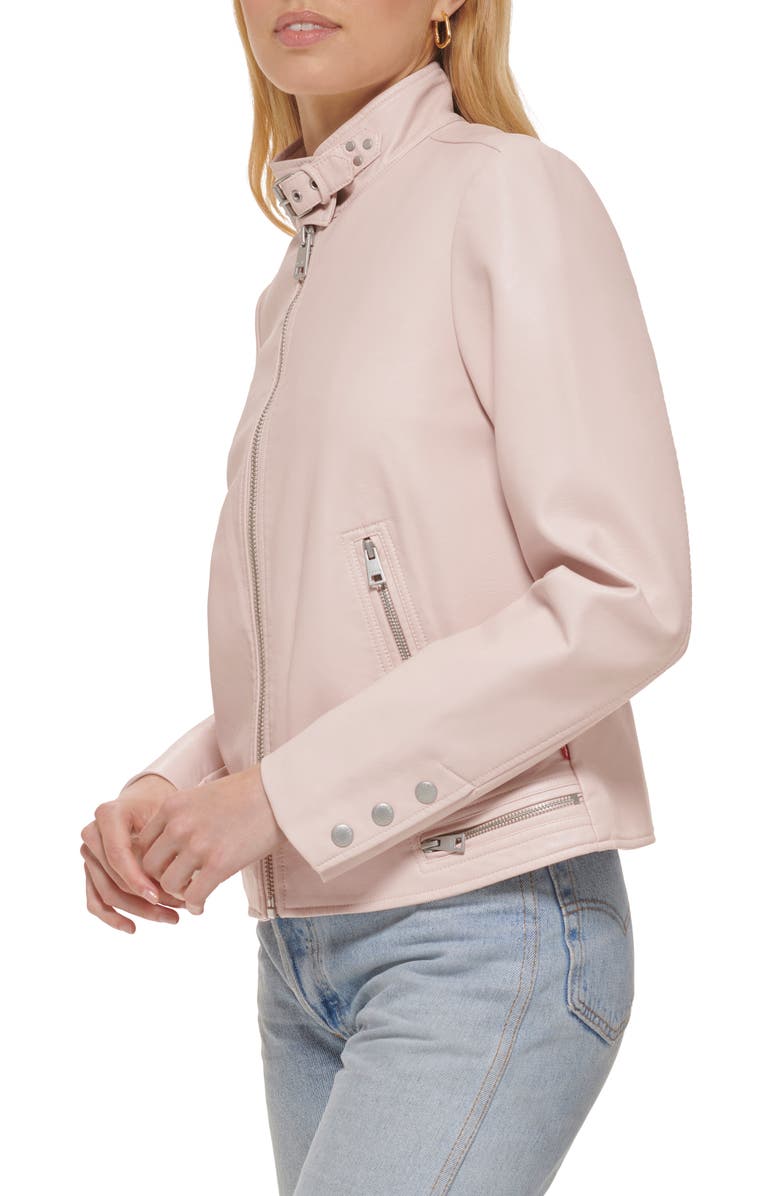 Levi's <sup>®</sup> Women's Faux Leather Racer Jacket, Alternate, color, Peach Blossom