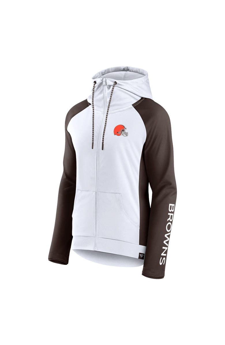 FANATICS Women's Fanatics Branded White/Brown Cleveland Browns End Around Lightweight Raglan Full-Zip Hoodie Jacket, Alternate, color, 