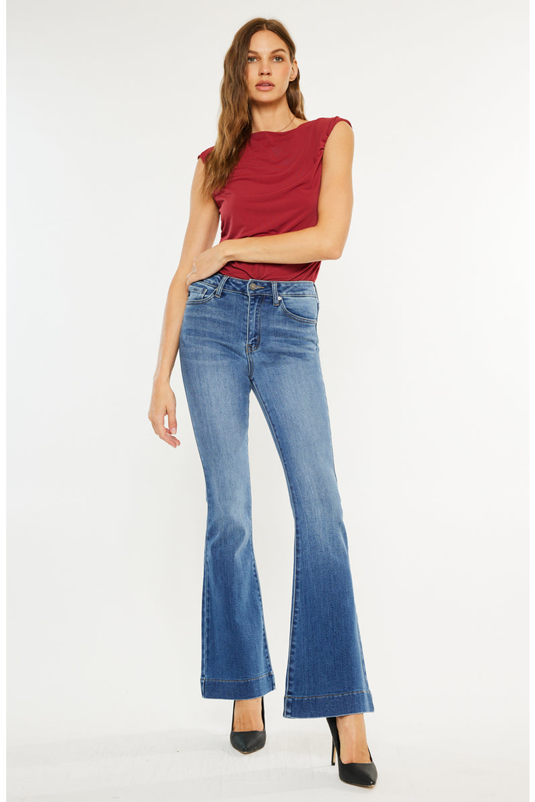 Roxanne High Rise Flare Jeans, Main, color, Medium Wash