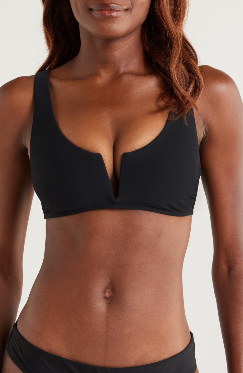 BONDI BORN Verona Notched Bikini Top, Main, color, Black