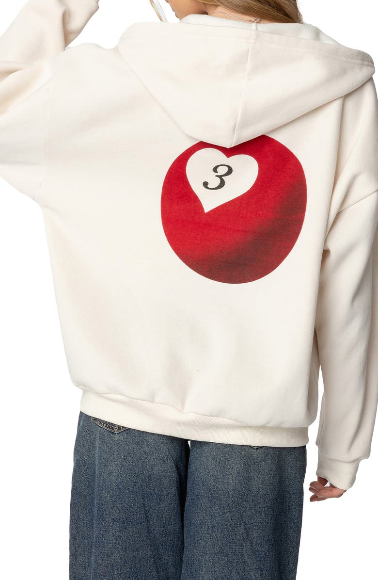 EDIKTED Magic 3 Oversize Graphic Zip Hoodie, Alternate, color, Cream