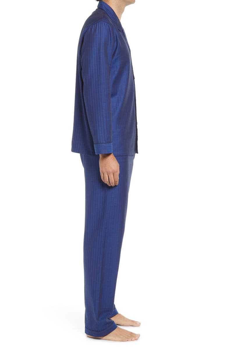 Majestic International Herringbone Cotton Pajamas, Alternate, color, True Blue