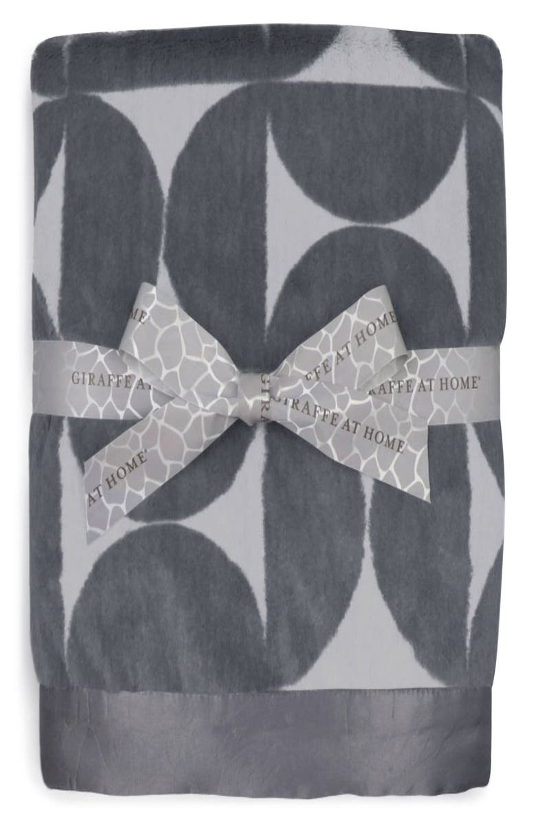 Little Giraffe Half Moon Print Throw Blanket, Main, color, Charcoal