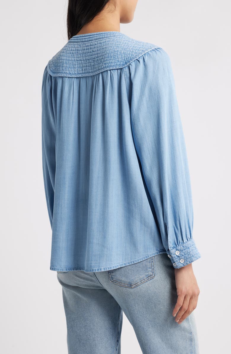 Wit & Wisdom Split Neck Balloon Sleeve Top, Alternate, color, Light Blue