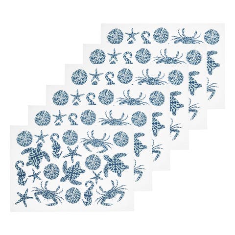 Stamped Seaside Placemats, Set of 6, 14" x 20"