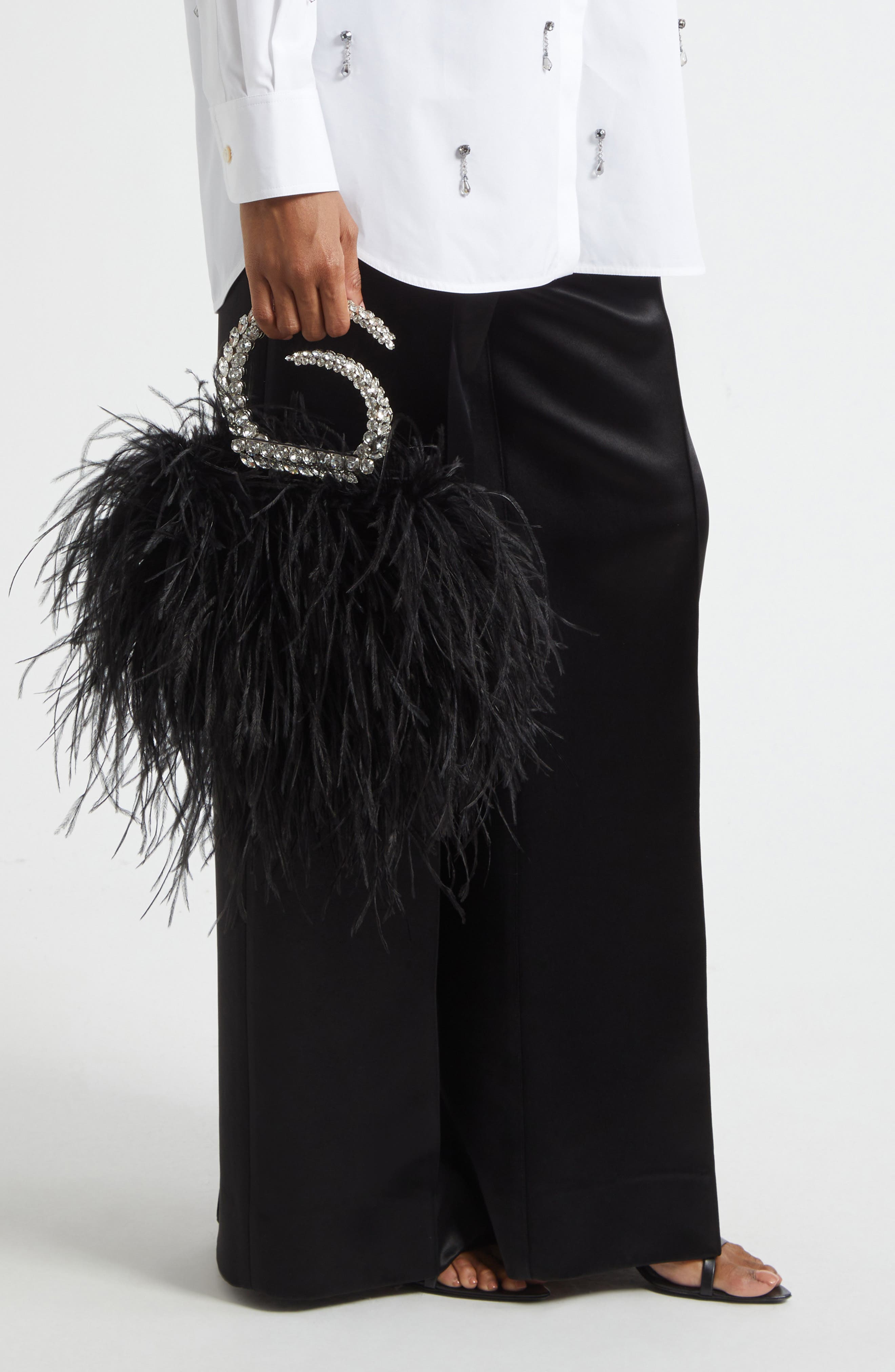 L’alingi Karma Feather Crystal Top Handle Bag, Alternate, color, 