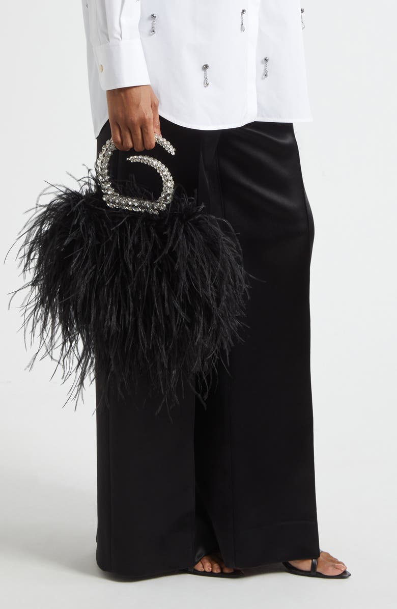 L’alingi Karma Feather Crystal Top Handle Bag, Alternate, color, Black