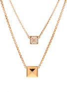 Pre-Owned Hermes Clou d'H Double Pendant Necklace 18K Rose Gold with Diamonds