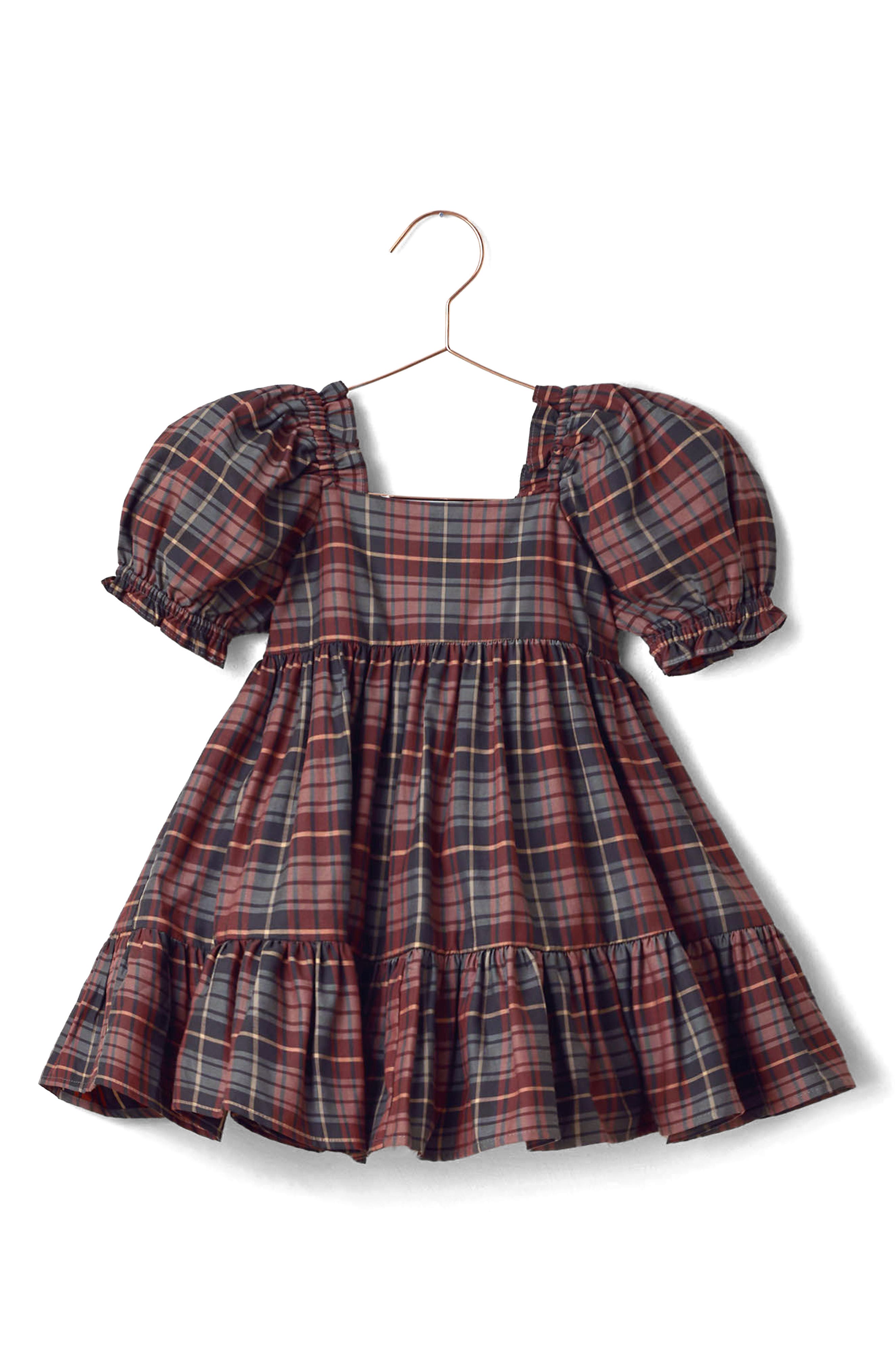 Kids' Louella Tiered Tartan Cotton Dress
