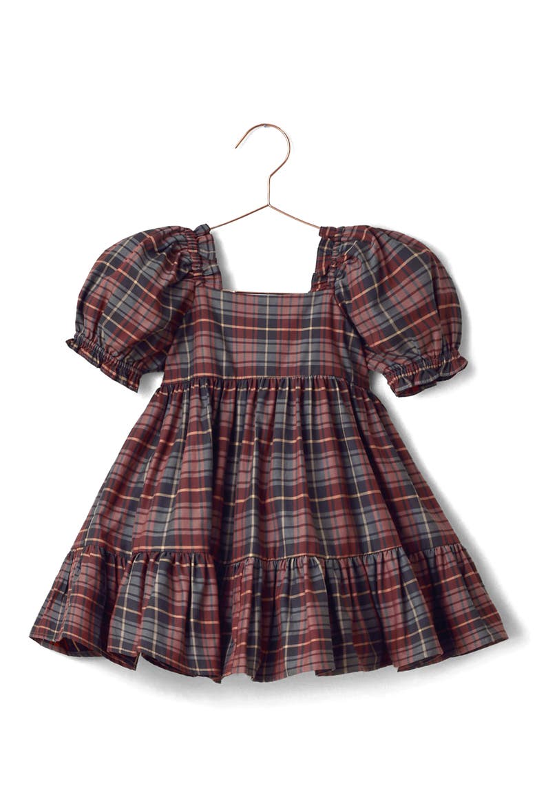 Kids' Louella Tiered Tartan Cotton Dress, Main, color, WINTER-TARTAN
