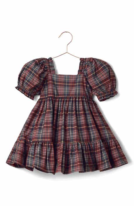 Kids' Louella Tiered Tartan Cotton Dress