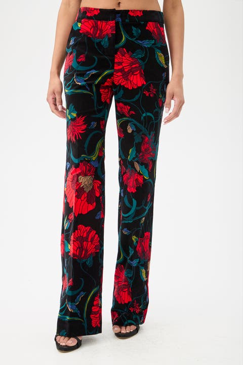 Westport Printed Velvet Wide Leg Pant