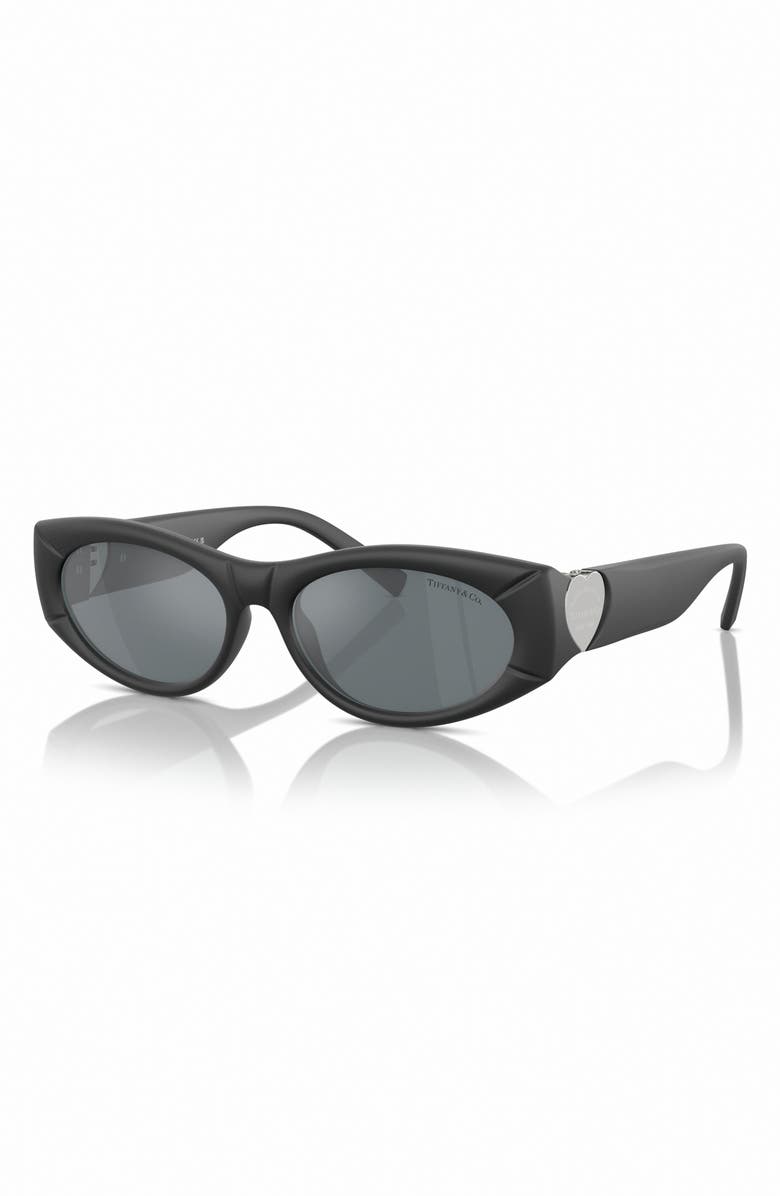 Tiffany & Co. 55mm Oval Sunglasses, Alternate, color, Black Grey