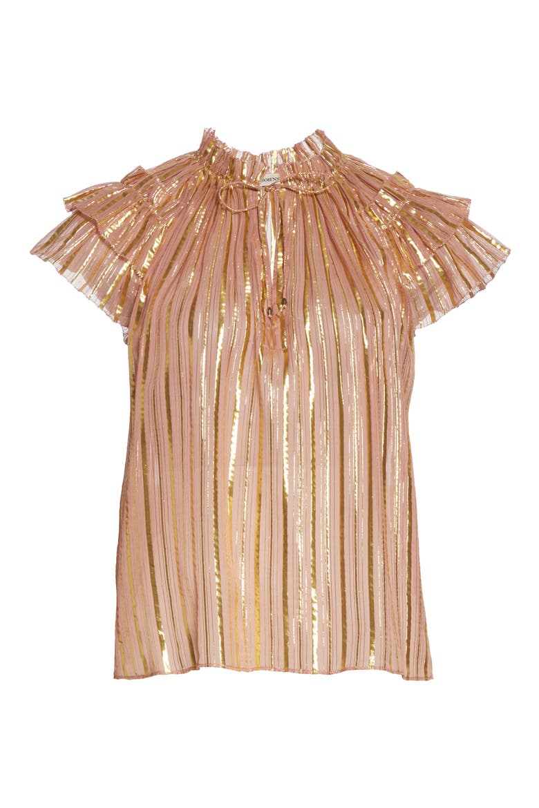 Kosta Metallic Stripe Silk Blend Top, Alternate, color, ROSE