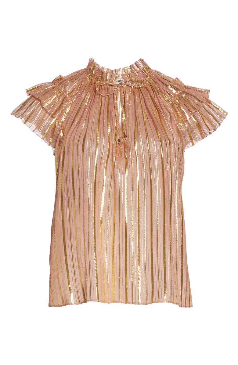 Ulla Johnson Kosta Metallic Stripe Silk Blend Top, Alternate, color, 
