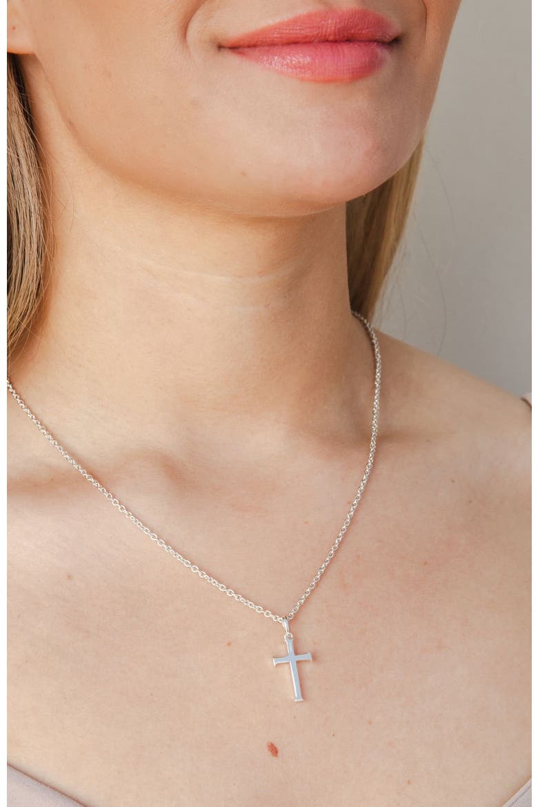 Large Cross Pendant Necklace, Alternate, color, Sterling Silver