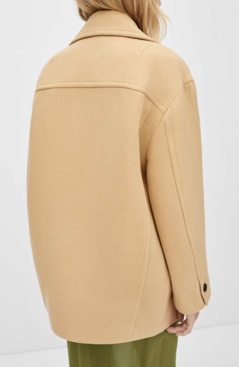 MANGO Double Breasted Virgin Wool Blend Coat, Alternate, color, Medium Brown