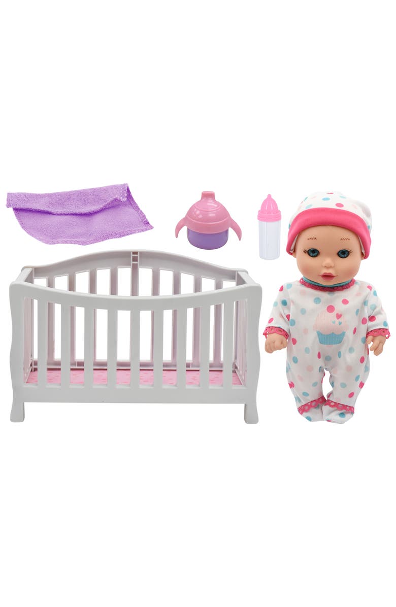 Magic Nursery Doll In Crib 8" Baby Doll Playset 2+, Main, color, Multicolored