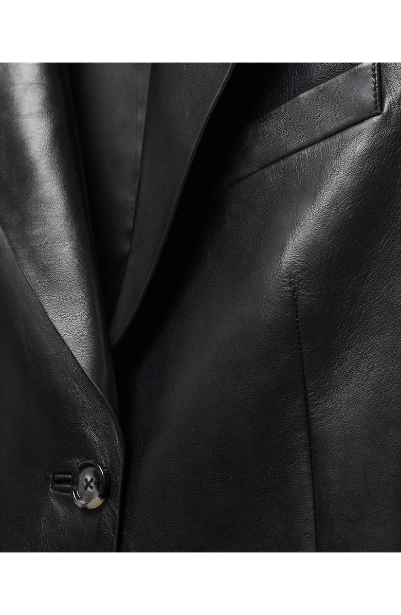 MANGO Leather Blazer Vest, Alternate, color, Black