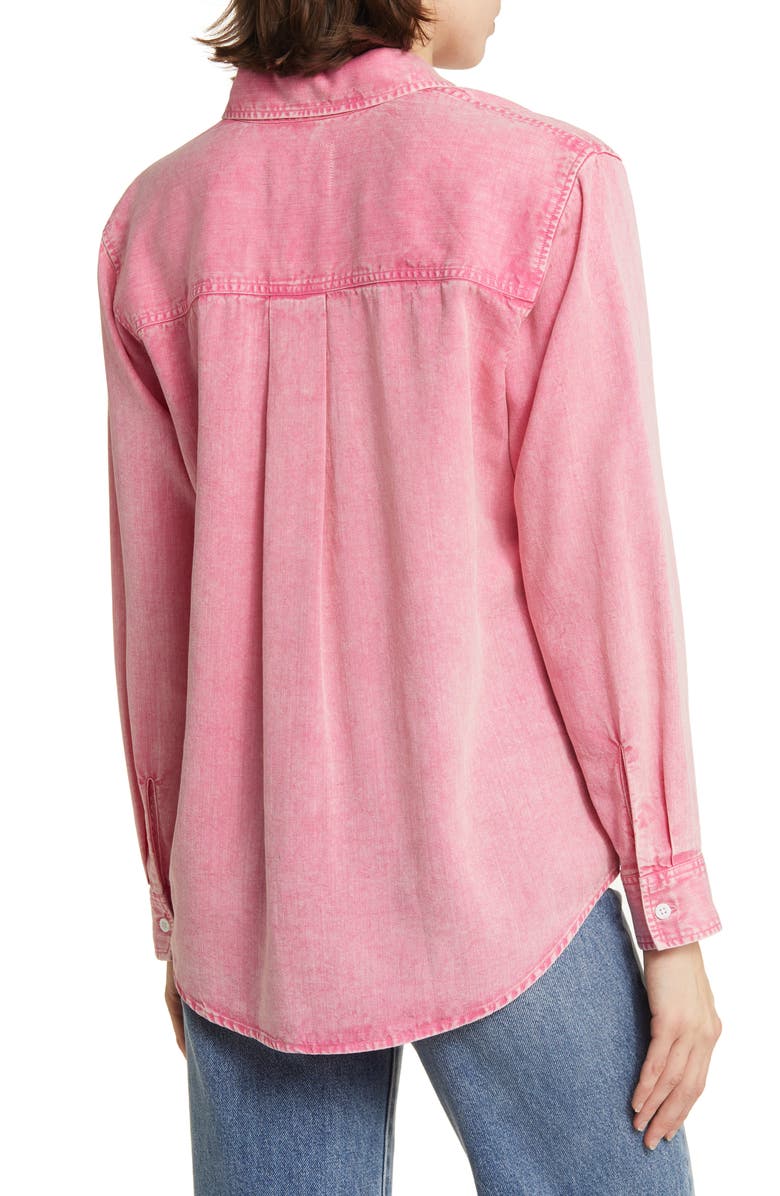 Rails Barrett Lyocell & Linen Button-Up Shirt, Alternate, color, Vivid Pink