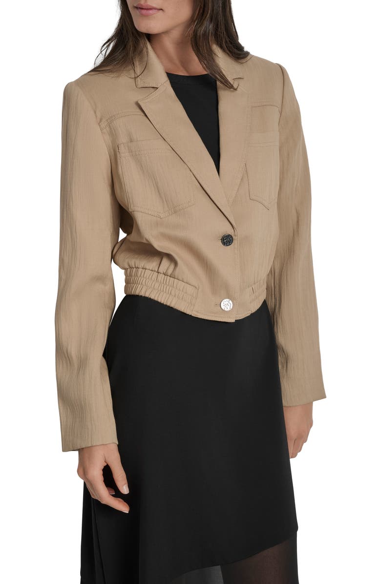 DKNY Crop Blazer, Alternate, color, Travertine