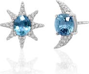 Monica Rich Kosann Sun, Moon, & Stars Blue Topaz Stud Earrings