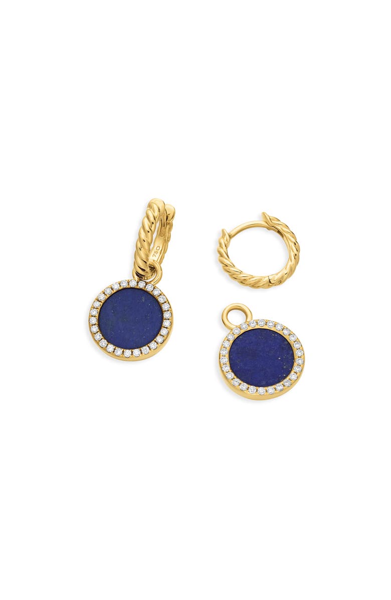 David Yurman Petite DY Elements<sup>®</sup> Drop Earrings in 18K Yellow Gold with Lapis and Pavé Diamonds, Alternate, color, 18K Yellow Gold