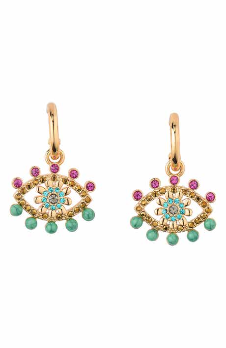 Kurt Geiger London Evil Eye Drop Huggie Hoop Earrings