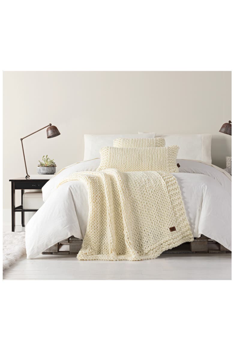 Wharf Knit Throw Blanket, Alternate, color, SNOW