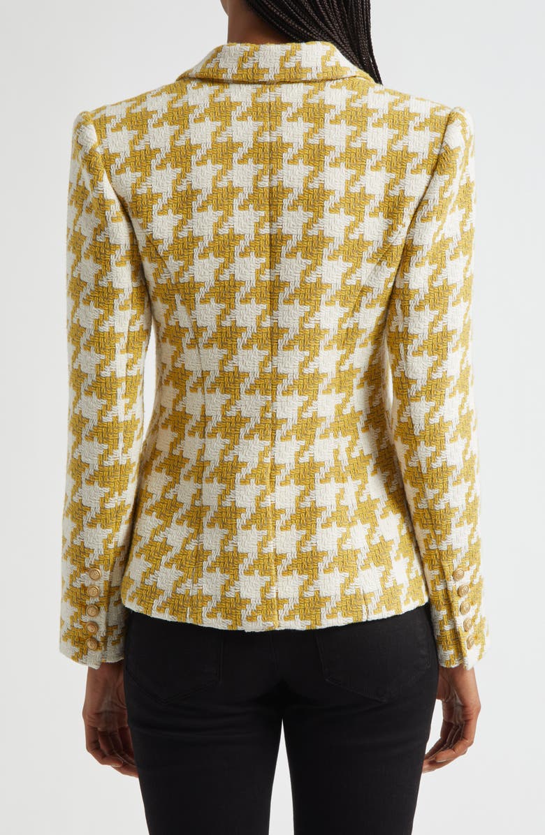 L'AGENCE Marie Houndstooth Tweed Double Breasted Blazer, Alternate, color, Ceylon Yellow Houndstooth