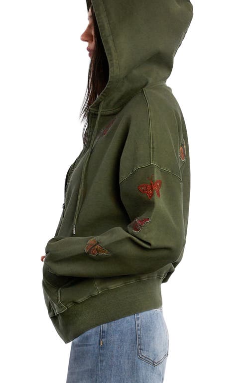 Billy T Butterfly Front Zip Hoodie In Green
